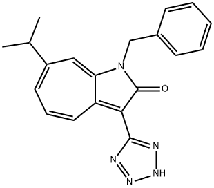 10-benzyl-3-propan-2-yl-8-(2H-tetrazol-5-yl)-10-azabicyclo[5.3.0]deca- 1,3,5,7-tetraen-9-one Struktur