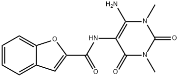 2-Benzofurancarboxamide,  N-(6-amino-1,2,3,4-tetrahydro-1,3-dimethyl-2,4-dioxo-5-pyrimidinyl)- Struktur