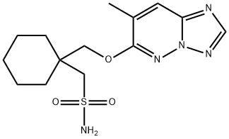 [1-[(4-methyl-1,2,7,9-tetrazabicyclo[4.3.0]nona-2,4,6,8-tetraen-3-yl)o xymethyl]cyclohexyl]methanesulfonamide Struktur