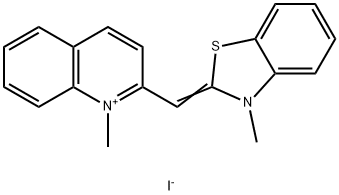 1-methyl-2-[(3-methyl-3H-benzothiazol-2-ylidene)methyl]quinolinium iodide Struktur