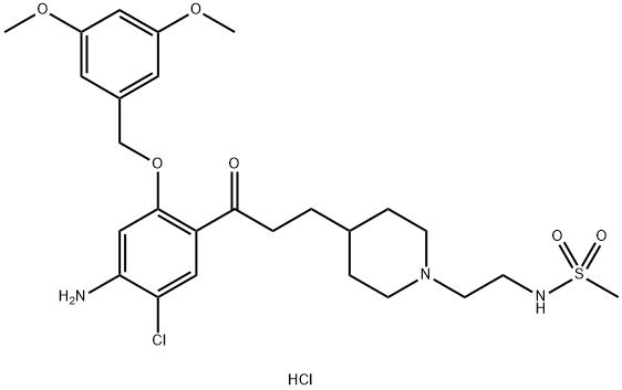 1-[4-AMINO-5-CHLORO-2-(3,5-DIMETHOXYPHENYL)METHYLOXY]-3-[[1-[2-METHYLSULPHONYLAMINO]ETHYL]PIPERIDIN-4-YL]PROPAN-1-ONE HYDROCHLORIDE Struktur