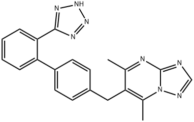 2,4-dimethyl-3-[[4-[2-(2H-tetrazol-5-yl)phenyl]phenyl]methyl]-1,5,7,9- tetrazabicyclo[4.3.0]nona-2,4,6,8-tetraene Struktur