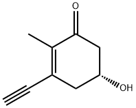 2-Cyclohexen-1-one, 3-ethynyl-5-hydroxy-2-methyl-, (R)- (9CI) Struktur