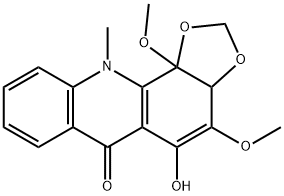 3a,11b-Dihydro-5-hydroxy-4,11b-dimethoxy-11-methyl-1,3-dioxolo[4,5-c]acridin-6(11H)-one Struktur