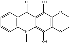 1,4-Dihydroxy-2,3-dimethoxy-10-methylacridin-9(10H)-one Struktur