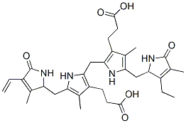 3-[2-[[3-(2-carboxyethyl)-5-[(4-ethenyl-3-methyl-5-oxo-1,2-dihydropyrrol-2-yl)methyl]-4-methyl-1H-pyrrol-2-yl]methyl]-5-[(3-ethyl-4-methyl-5-oxo-1,2-dihydropyrrol-2-yl)methyl]-4-methyl-1H-pyrrol-3-yl]propanoic acid Struktur