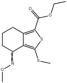 ETHYL 4-(METHOXYIMINO)-3-(METHYLTHIO)-4,5,6,7-TETRAHYDROBENZO[C]THIOPHENE-1-CARBOXYLATE Struktur