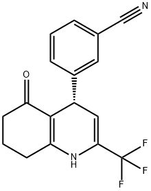 3-[(4S)-5-OXO-2-(TRIFLUOROMETHYL)-1,4,5,6,7,8-HEXAHYDROQUINOLIN-4-YL]BENZONITRILE Struktur