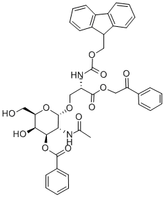 3-O-Benzoyl-N-acetyl-a-D-galactosaminyl-1-O-N-(Fmoc)serine Phenacylester Struktur