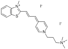 3-METHYL-2-((E)-3-[1-[3-(TRIMETHYLAMMONIO)PROPYL]-4(1H)-PYRIDINYLIDENE]-1-PROPENYL)-1,3-BENZOTHIAZOL-3-IUM DIIODIDE Struktur