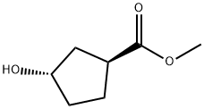 Cyclopentanecarboxylic acid, 3-hydroxy-, methyl ester, (1S-trans)- (9CI) Struktur