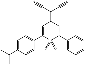 Propanedinitrile, 2-[2-[4-(1-methylethyl)phenyl]-1,1-dioxido-6-phenyl-4H-thiopyran-4-ylidene]- Struktur