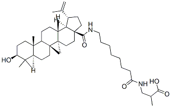 Propanoic acid, 3-[[8-[[(3.beta.)-3-hydroxy-28-oxolup-20(29)-en-28-yl] amino]-1-oxooctyl]amino]-2-methyl- Struktur