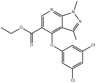 ETHYL 4-(3,5-DICHLOROPHENOXY)-1,3-DIMETHYL-1H-PYRAZOLO[3,4-B]PYRIDINE-5-CARBOXYLATE Struktur