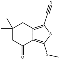 6,6-DIMETHYL-3-(METHYLTHIO)-4-OXO-4,5,6,7-TETRAHYDROBENZO[C]THIOPHENE-1-CARBONITRILE Struktur