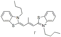 3-butyl-2-[3-(3-butyl-(3H)-benzothiazol-2-ylidene)-2-methylpropen-1-yl]benzothiazolium iodide Struktur