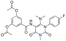 Benzamide,  3,5-bis(acetyloxy)-N-[6-(dimethylamino)-1-(4-fluorophenyl)-1,2,3,4-tetrahydro-3-methyl-2,4-dioxo-5-pyrimidinyl]- Struktur