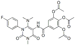 Benzamide,  3,4,5-tris(acetyloxy)-N-[6-(dimethylamino)-1-(4-fluorophenyl)-1,2,3,4-tetrahydro-3-methyl-2,4-dioxo-5-pyrimidinyl]- Struktur