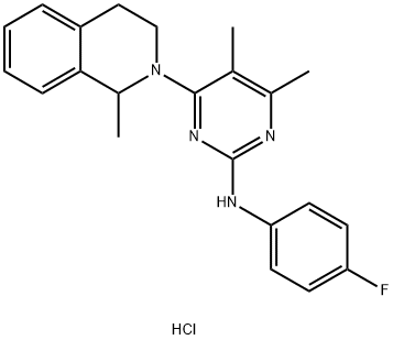 2-PYRIMIDINAMINE, 4-(3,4-DIHYDRO-1-METHYL-2(1H)-ISOQUINOLINYL)-N-(4-FLUOROPHENYL)-5,6-DIMETHYL-, MONOHYDROCHLORIDE