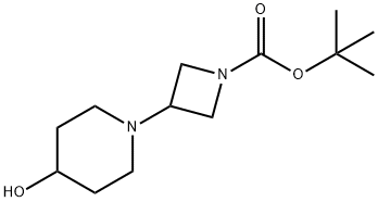 tert-Butyl 3-(4-hydroxy-1-piperidyl)azetidine-1-carboxylate Struktur