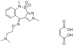 2H-Pyrazolo(3,4-c)(2,1)benzothiazepin-4(9H)-one, 9-dimethyl-, O-(2-(di methylamino)ethyl)oxime,10,10-dioxide, (Z)-2-butenedioate (1:1) Struktur