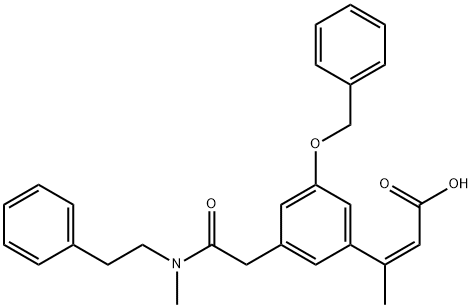 5-(2-(methyl(2-phenethyl)amino)-2-oxoethyl)-2-(benzyloxy)cinnamic acid Struktur