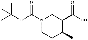 (3R,4S)-1-(tert-Butoxycarbonyl)-4-methylpiperidine-3-carboxylic acid Struktur