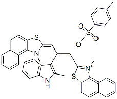 1-methyl-2-[2-(2-methylindol-3-yl)-3-(1-methylnaphtho[1,2-d]thiazolin-2-ylidene)propenyl]naphtho[1,2-d]thiazolium p-toluenesulphonate  Struktur