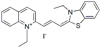 1-ethyl-2-[3-(3-ethyl-3H-benzothiazol-2-ylidene)prop-1-enyl]quinolinium iodide Struktur