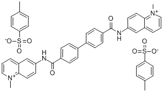 6,6'-(p,p'-Biphenylylenebis(carbonylimino))bis(1-methylquinolinium) ditosylate Struktur