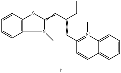 Quinolinium, 1-methyl-2-(2-((3-methyl-2(3H)-benzothiazolylidene)methyl )-1-butenyl)-, iodide Struktur