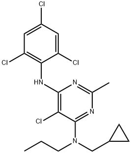 5-CHLORO-N-(CYCLOPROPYLMETHYL)-2-METHYL-N-PROPYL-N'-(2,4,6-TRICHLOROPHENYL)-4,6-PYRIMIDINEDIAMINE HYDROCHLORIDE Struktur