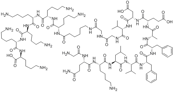 GLY-AMYLOID BETA-PROTEIN (15-25)-GLY-EPSILON-AMINOCAPROYL(-LYS)6 Struktur