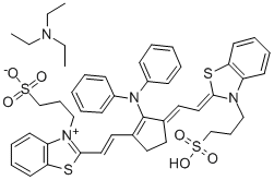 BENZOTHIAZOLIUM, 2-[2-[2-(DIPHENYLAMINO)-3-[[3-(3-SULFOPROPYL)-2(3H)-BENZOTHIAZOLYLIDENE]ETHYLIDENE]-1-CYCLOPENTEN-1-YL]ETHENYL]-3-(3-SULFOPROPYL)-, INNER SALT, N,N-DIETHYLETHANAMINE (1:1) Struktur