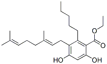 2,4-Dihydroxy-5-[(E)-3,7-dimethyl-2,6-octadienyl]-6-pentylbenzoic acid ethyl ester Struktur