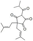 3,3-Bis(3-methyl-2-butenyl)-5-(2-methyl-1-oxopropyl)-1,2,4-cyclopentanetrione Struktur