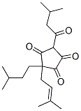 3-Isopentyl-5-isovaleryl-3-(3-methyl-2-butenyl)-1,2,4-cyclopentanetrione Struktur