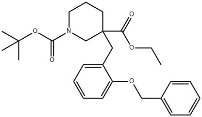 1-BOC-3-[[2-(PHENYLMETHOXY)PHENYL]METHYL]-3-PIPERIDINECARBOXYLIC ACID ETHYL ESTER Struktur