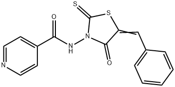 N-[4-Oxo-5-(phenylmethylene)-2-thioxo-3-thiazolidinyl]-4-pyridinecarboxamide Struktur