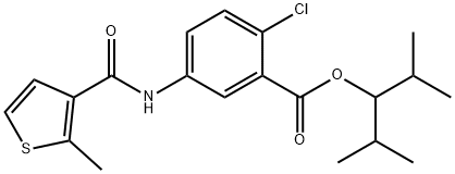 2,4-dimethylpentan-3-yl 2-chloro-5-[(2-methylthiophene-3-carbonyl)amin o]benzoate Struktur