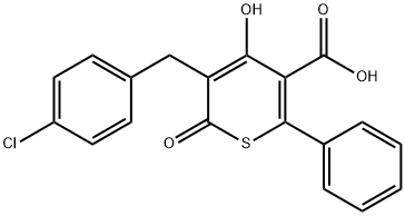 3-Chlorbenzyl-4-hydroxy-5-karboxy-6-phenyl-thia-alpha-pyron [German] Struktur