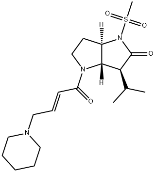 (3S,3aβ,6aα)-オクタヒドロ-3-イソプロピル-4-(4-ピペリジノ-2-ブテノイル)-1-(メチルスルホニル)ピロロ[2,3-b]ピロール-2-オン 化學(xué)構(gòu)造式