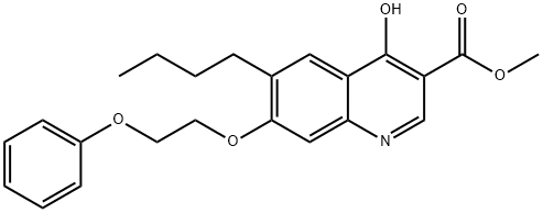 6-butyl-4-hydroxy-3-methoxycarbonyl-7-beta-phenoxyethoxyquinoline Struktur