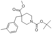 1-BOC-4-[(3-METHYLPHENYL)METHYL]-4-PIPERIDINECARBOXYLIC ACID METHYL ESTER Struktur