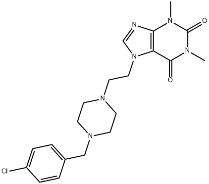 7-[2-[4-[(4-Chlorophenyl)methyl]-1-piperazinyl]ethyl]theophyline Struktur