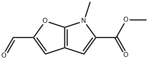 6H-Furo[2,3-b]pyrrole-5-carboxylic  acid,  2-formyl-6-methyl-,  methyl  ester Struktur