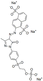 trisodium 2-[[4,5-dihydro-3-methyl-5-oxo-1-[4-[[2-(sulphonatooxy)ethyl]sulphonyl]phenyl]-1H-pyrazol-4-yl]azo]naphthalene-1,5-disulphonate  Struktur