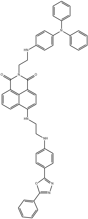 2-2-(4-Diphenylaminophenylamino)ethyl-6-{2-4-(5-phenyl-1,3,4oxadiazol-2-yl)-phenylaminoethylamino}-benzodeisoquinoline-1,3-dione Struktur