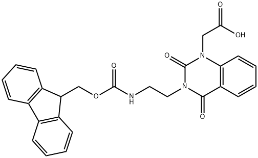 FMOC-3-(2-AMINOETHYL)-1-CARBOXYMETHYL-QUINAZOLINE-2,4-DIONE Struktur