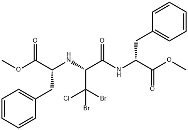 D-Phenylalanine, 3,3-dibromo-3-chloro-N-[(1R)-2-methoxy-2-oxo-1-(phenylmethyl)ethyl]alanyl-, methyl ester (9CI) Struktur